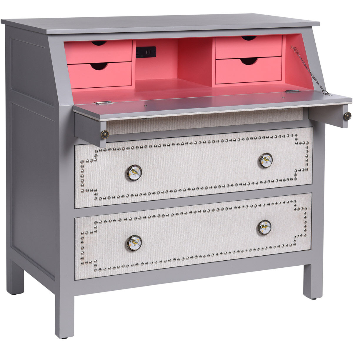 Dann Foley Gray and Cream Convertible Chest