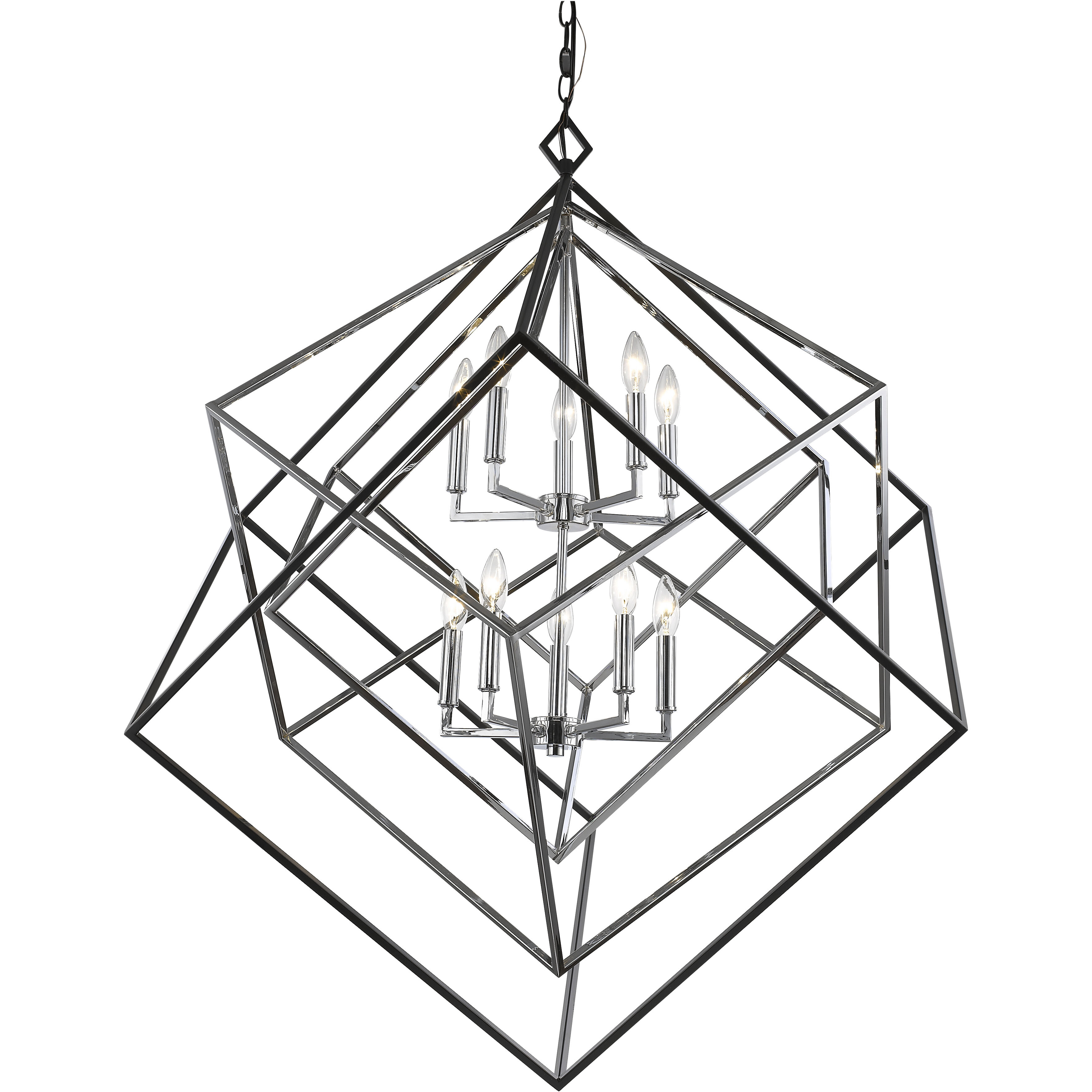 Euclid 10 Light 41.5 inch Chrome and Matte Black Chandelier Ceiling Light