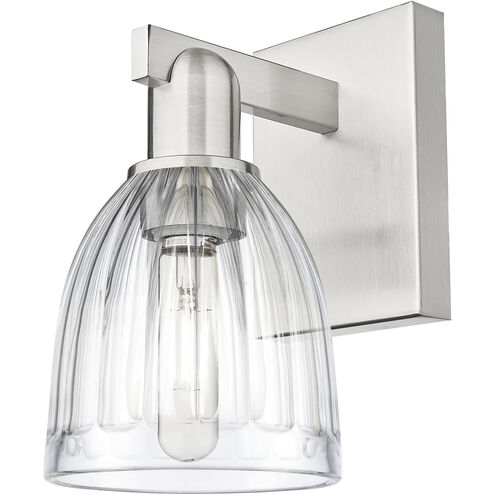 Arcadia Brookfield Armed Sconce Wall Light in Brushed Satin Nickel, Clear