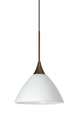 Domi 1 Light Bronze Pendant Ceiling Light in White Glass, Halogen