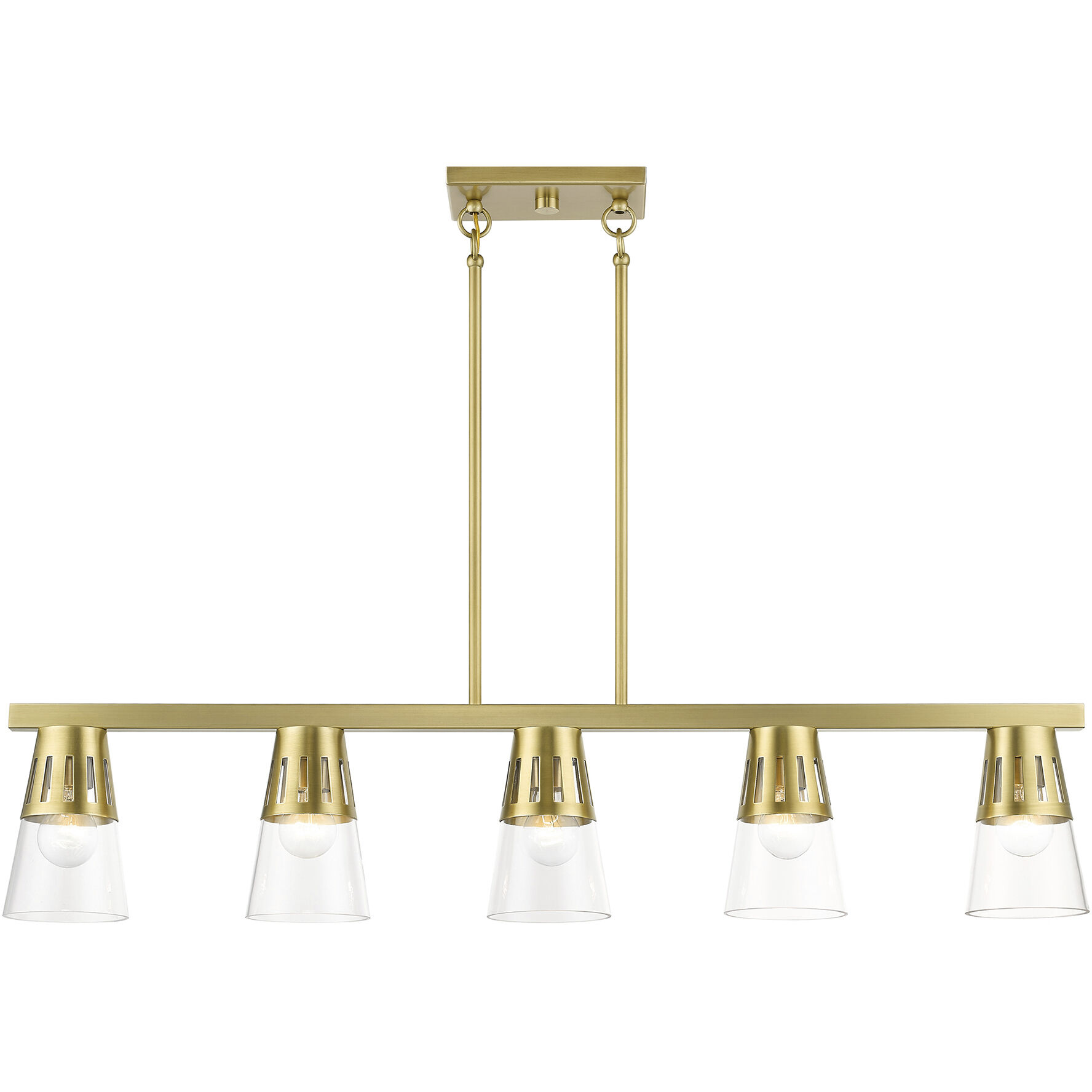 Bennington 5 Light 4.75 inch Natural Brass Large Linear Chandelier Ceiling Light