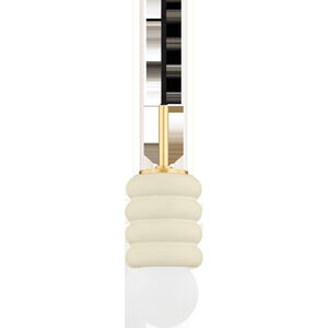 Bibi 2 Light 4 inch Aged Brass/Ceramic Antique Ivory Pendant Ceiling Light