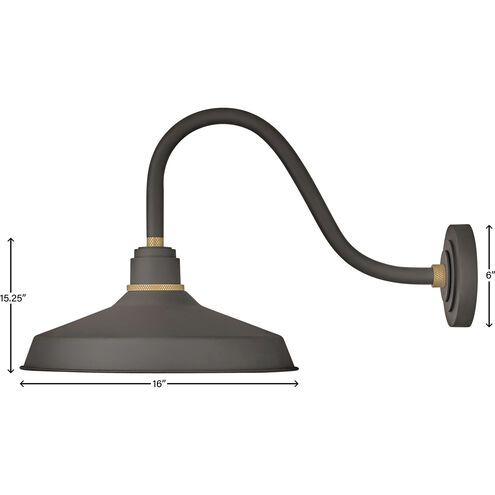 Foundry Classic LED 15.25 inch Museum Bronze with Brass Outdoor Barn Light, Gooseneck