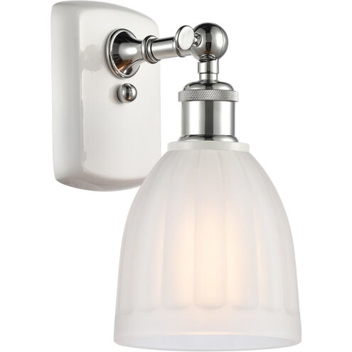 Ballston Brookfield 1 Light 6 inch White and Polished Chrome Sconce Wall Light in White Glass, Ballston