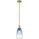 Downtown Urban Brookhaven Almond 1 Light 6 inch Brushed Brass Mini Pendant Ceiling Light in Sapphire Blue Glass