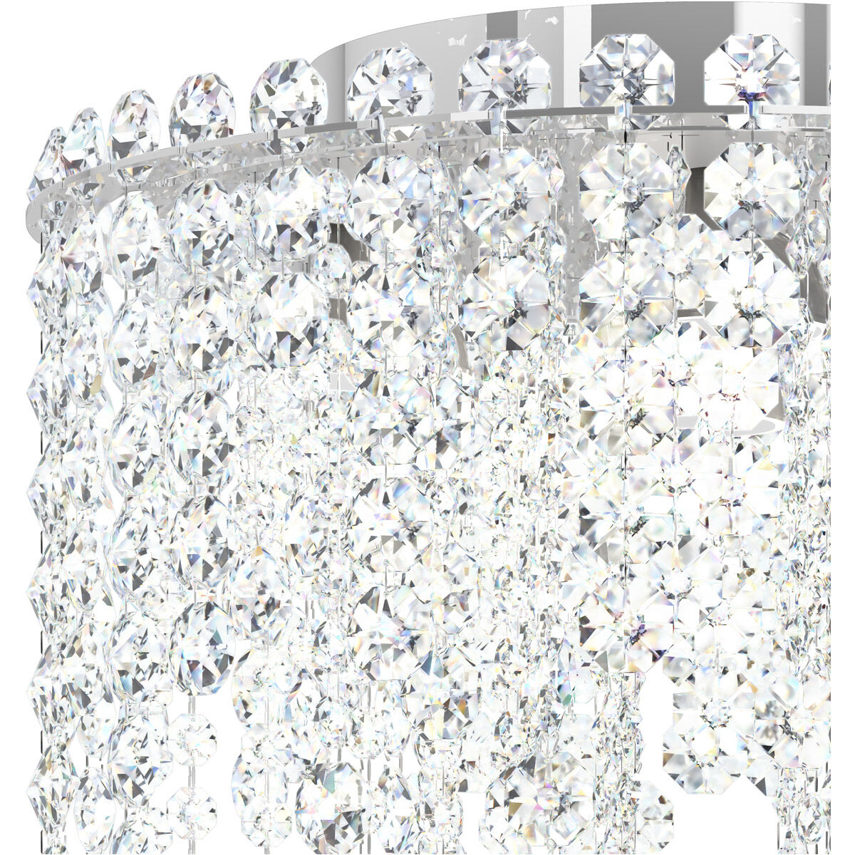 Chantant 4 Light Polished Stainless Steel Flush Mount Ceiling Light in Optic, Strand