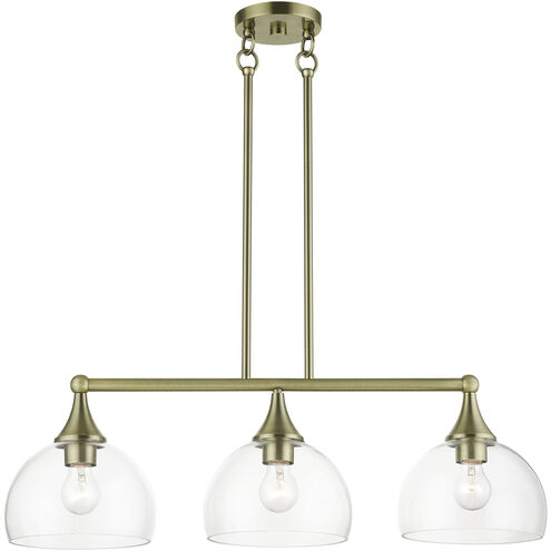 Glendon 3 Light 30 inch Antique Brass Linear Chandelier Ceiling Light