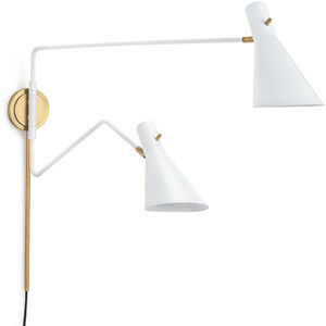 Spyder 2 Light 5.75 inch White and Natural Brass Wall Sconce Wall Light