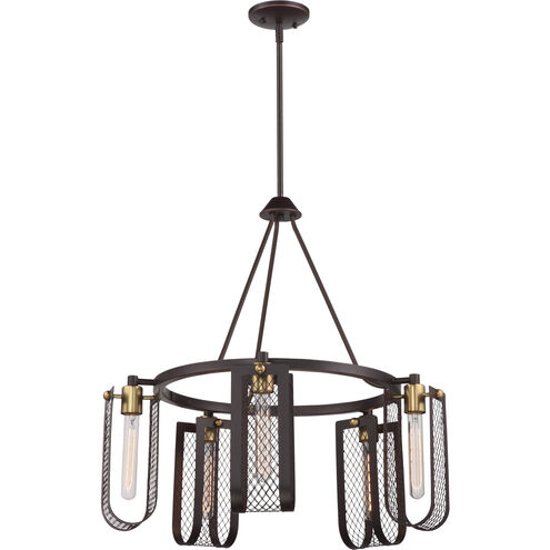 Bandit 5 Light 26.63 inch Russet Bronze and Vintage Brass Accents Chandelier Ceiling Light