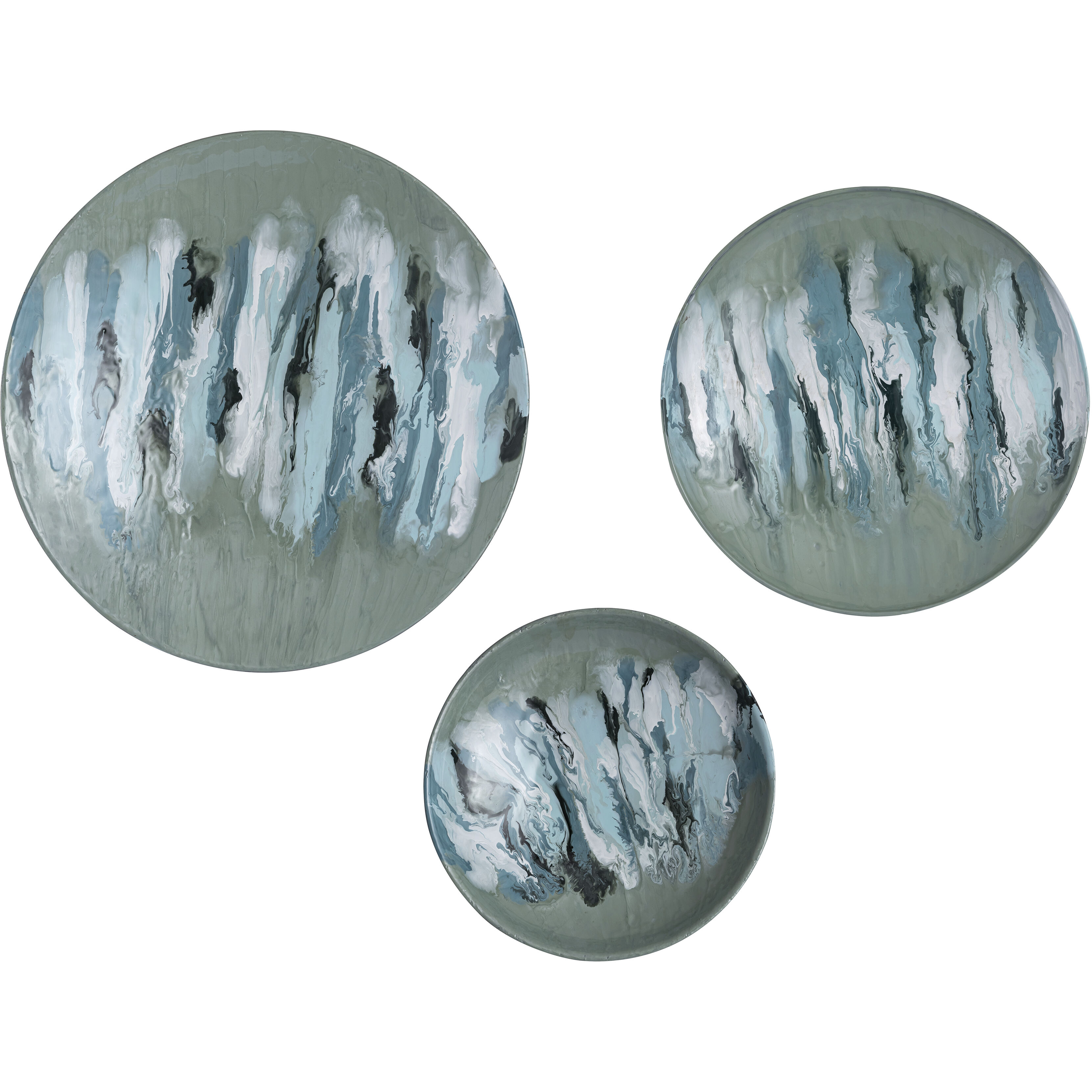 Spindrift Seafoam Green Enamel with Nickel Dimensional Wall Art, Set of 3