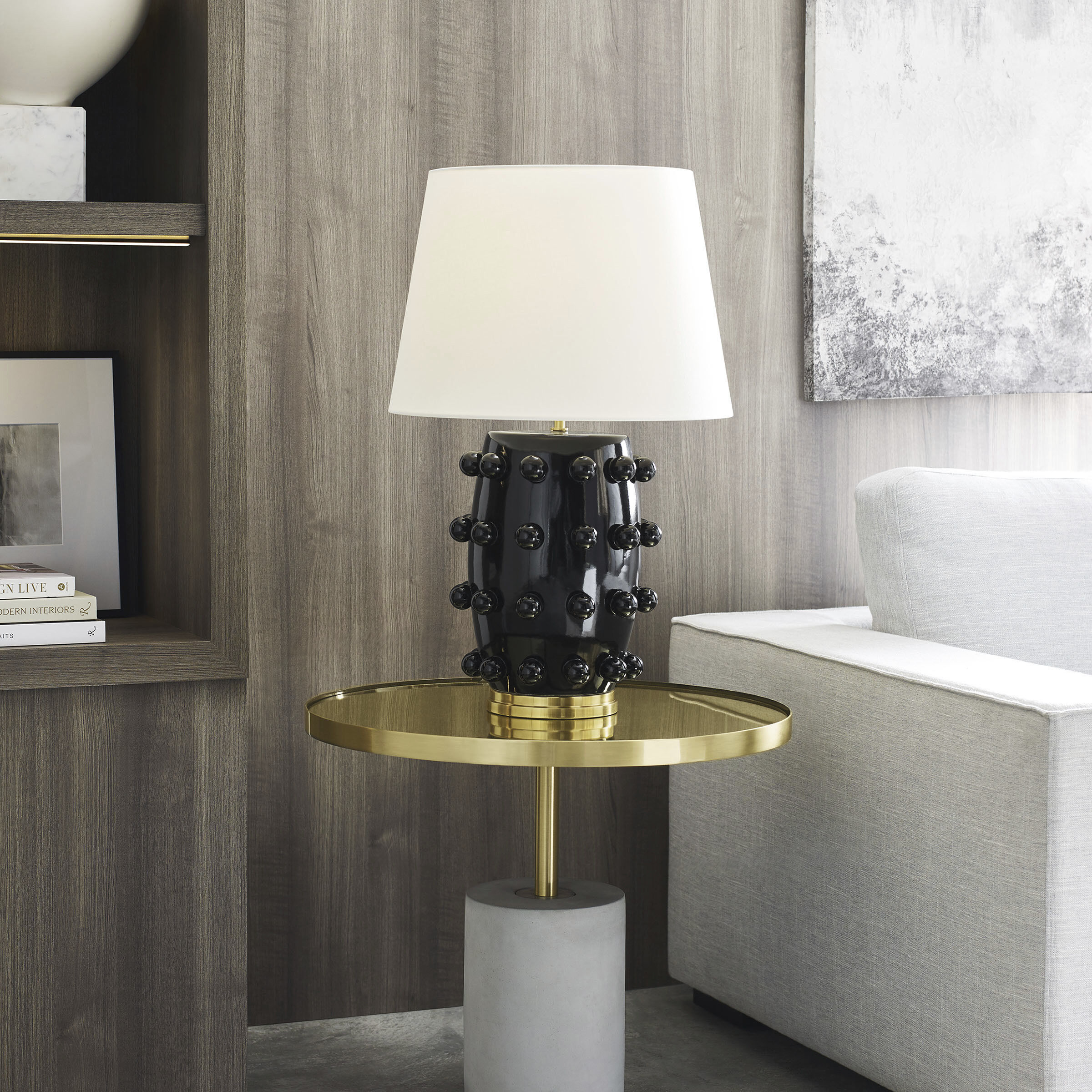 Visual Comfort Signature Collection Visual Comfort KW3031BLK L Kelly Wearstler Linden 26.5 inch 75 watt Black Porcelain Table Lamp Portable Light Medium