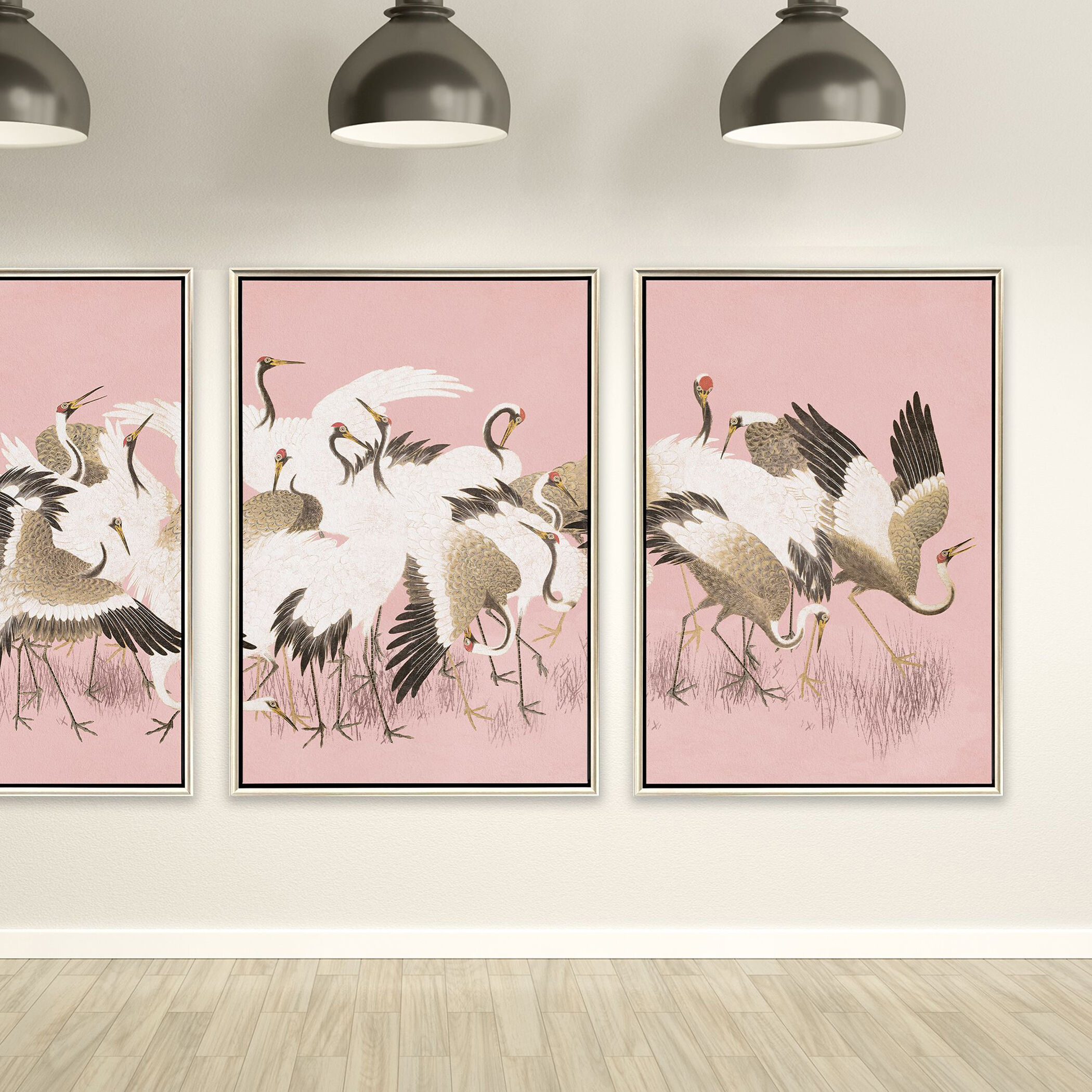 Curious Cranes Pink Canvas
