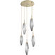 Rock Crystal LED 18.4 inch Gilded Brass Chandelier Ceiling Light in Chilled Smoke, 2700K LED, Round Multi-Port