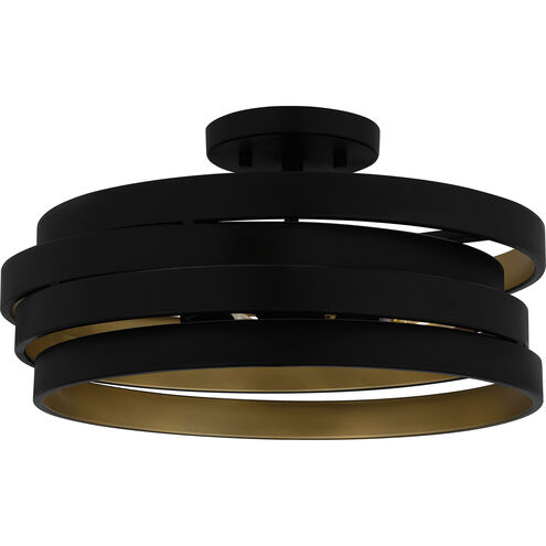 Alexa 3 Light 16 inch Matte Black Semi-Flush Mount Ceiling Light, Medium