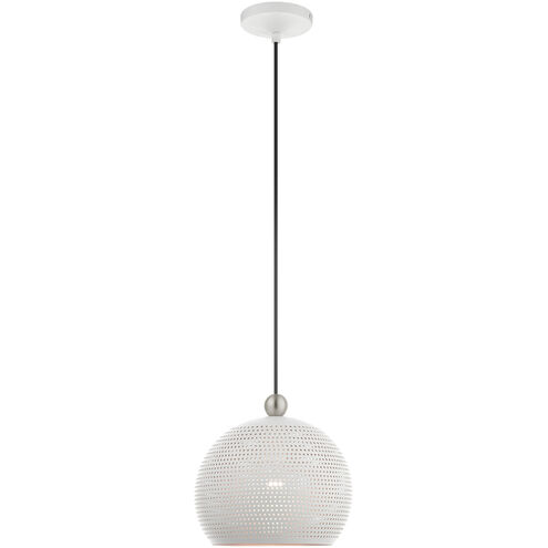 Dublin 1 Light 10 inch White with Brushed Nickel Accents Pendant Ceiling Light