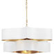 Grand Lotus 6 Light 50.5 inch Sugar White and Contemporary Gold Leaf Chandelier Ceiling Light