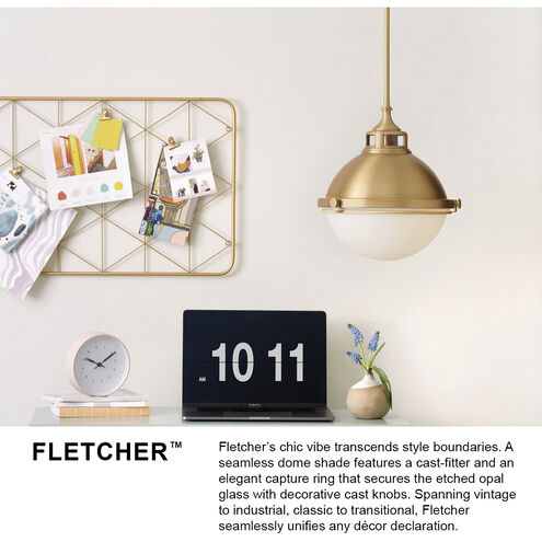 Fletcher 2 Light 13.5 inch Satin Brass Indoor Pendant Ceiling Light
