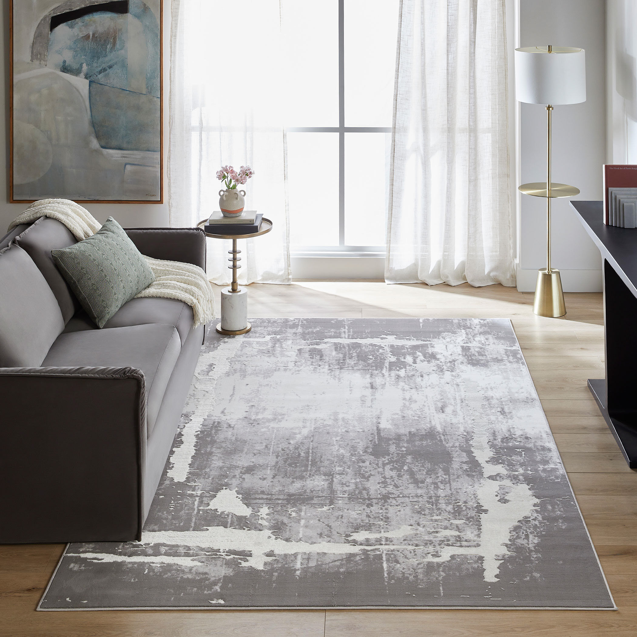 Jasmine 90 X 63 inch Grey Rug in 5 x 7
