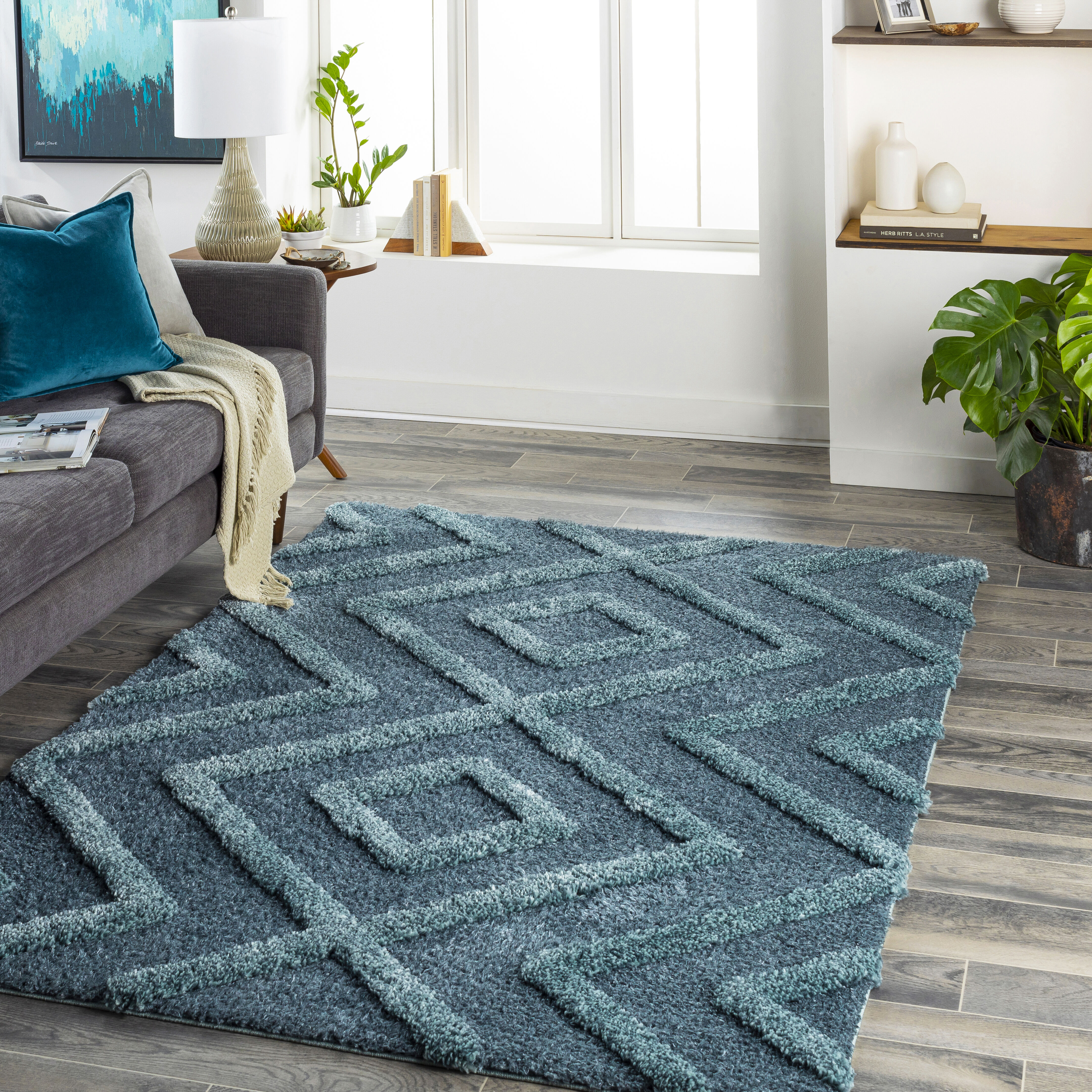 Hudson Shag 84 X 63 inch Medium Grey Rug, Rectangle