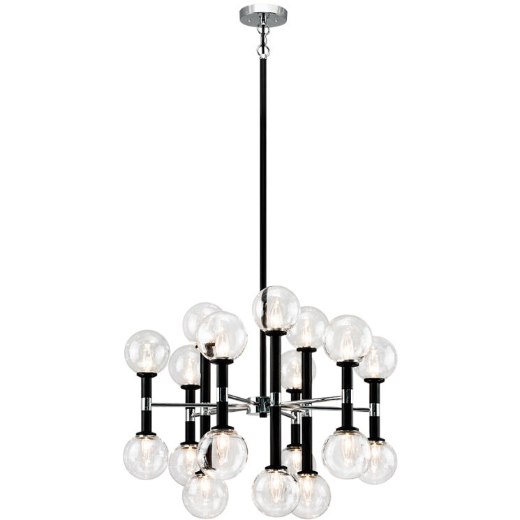 Stellar 18 Light 26 inch Black Chandelier Ceiling Light in Black and Clear