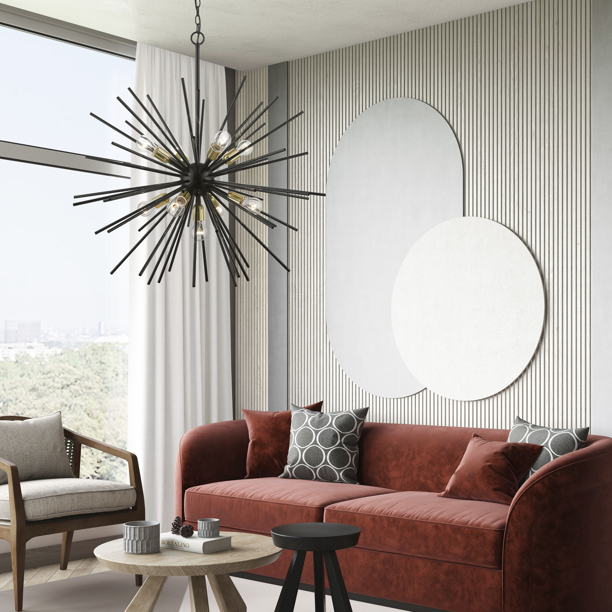 Tribeca 9 Light 34 inch Shiny Black with Polished Brass Accents Foyer Pendant Chandelier Ceiling Light