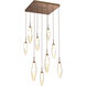 Rock Crystal LED 26.1 inch Burnished Bronze Chandelier Ceiling Light in 3000K LED, Chilled Amber, Square Multi-Port
