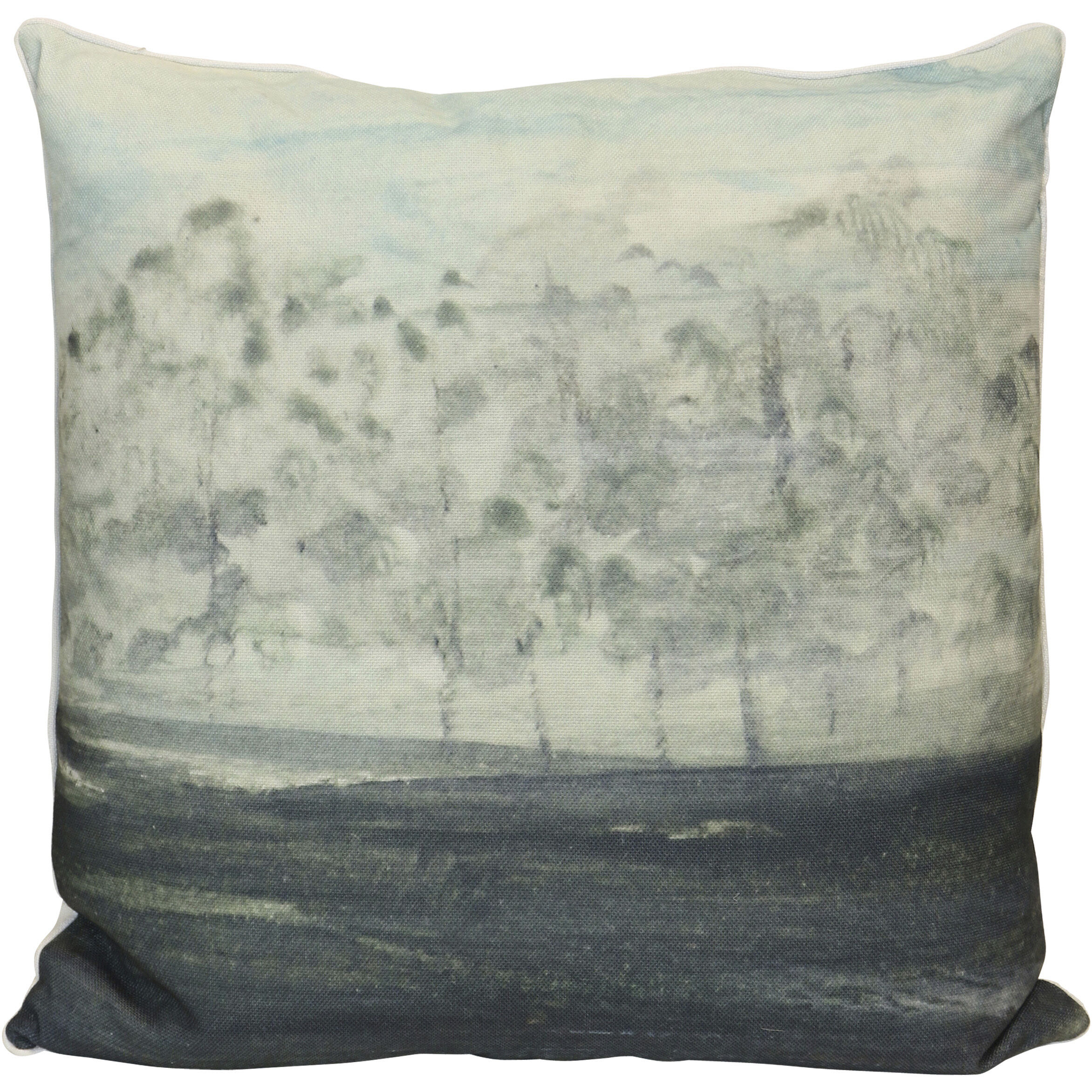 Mist Horizon Landscape 24 inch Fog Gray Pillow in 24" x 24"