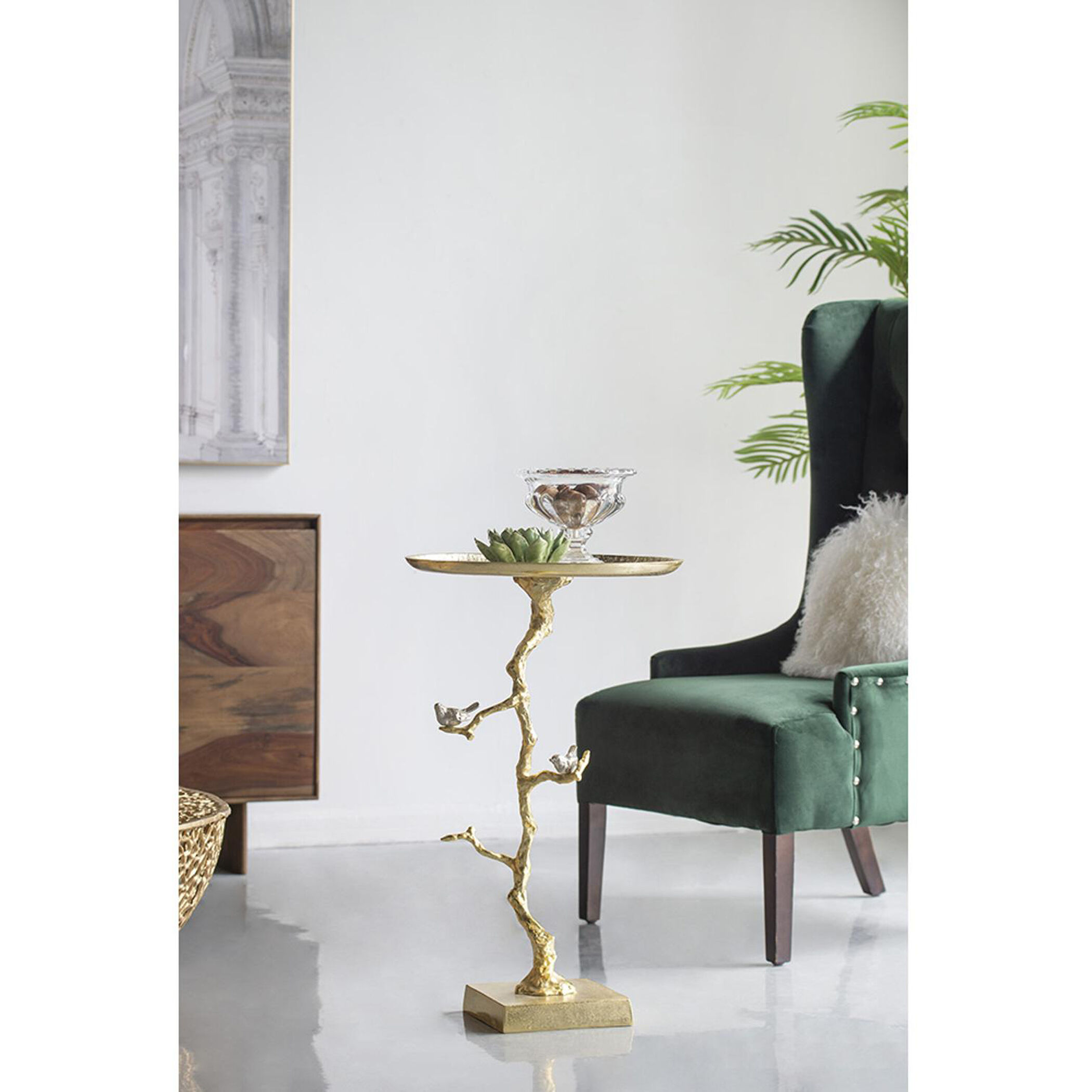 Welling Demilune Table in White/Gold