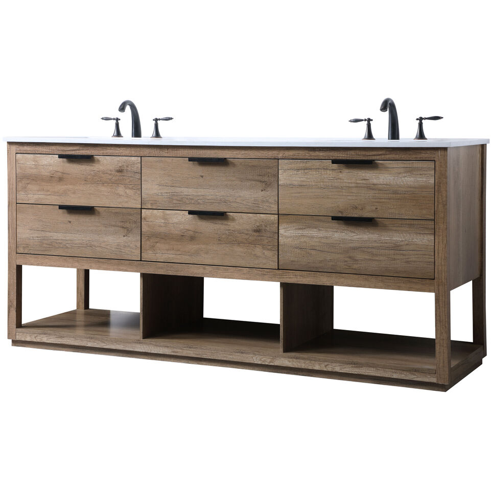 Larkin 72 X 22 X 34 inch Natural Oak Vanity Sink Set