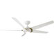 Lucid 62 inch Soft Brass and Matte White with Matte White Blades Downrod Ceiling Fan in 3000K, Soft Brass Matte White