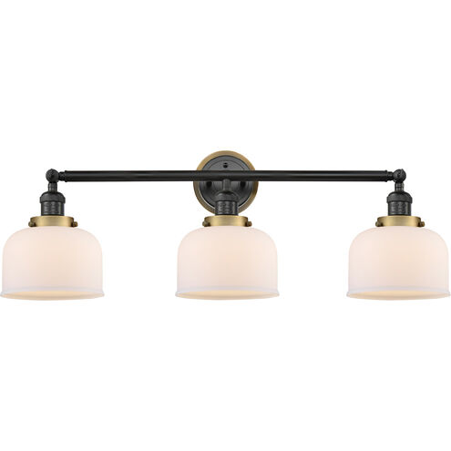 Franklin Restoration Large Bell 3 Light 32 inch Matte Black Bath Vanity Light Wall Light