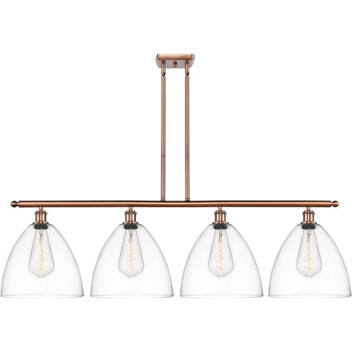 Ballston Ballston Dome 4 Light 50 inch Antique Copper Island Light Ceiling Light in Clear Glass