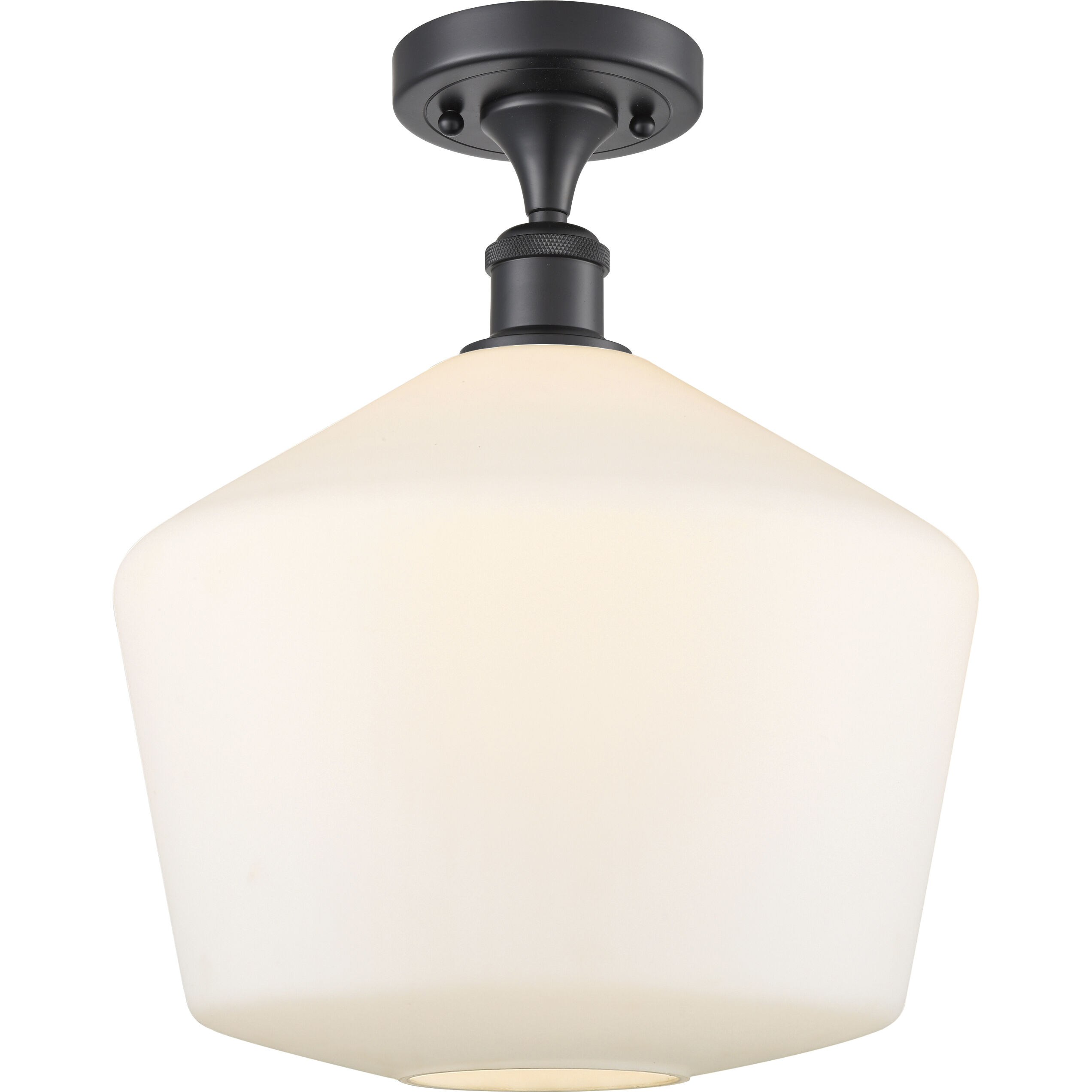 Ballston Cindyrella LED 12 inch Matte Black Semi-Flush Mount Ceiling Light in Matte White Glass