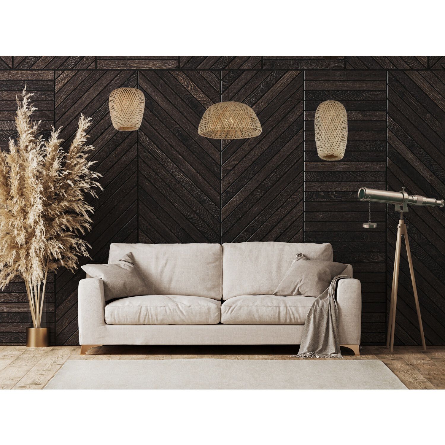 Tulum 1 Light 17 inch Bamboo Wicker and Black Pendant Ceiling Light