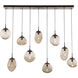Cosmos LED LED Burnished Bronze Linear Pendant Ceiling Light in 3000K LED, Geo Inner - Clear Outer, Multi-Pendant