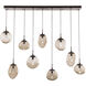 Cosmos LED LED Burnished Bronze Linear Pendant Ceiling Light in 2700K LED, Floret Inner - Clear Outer, Multi-Pendant