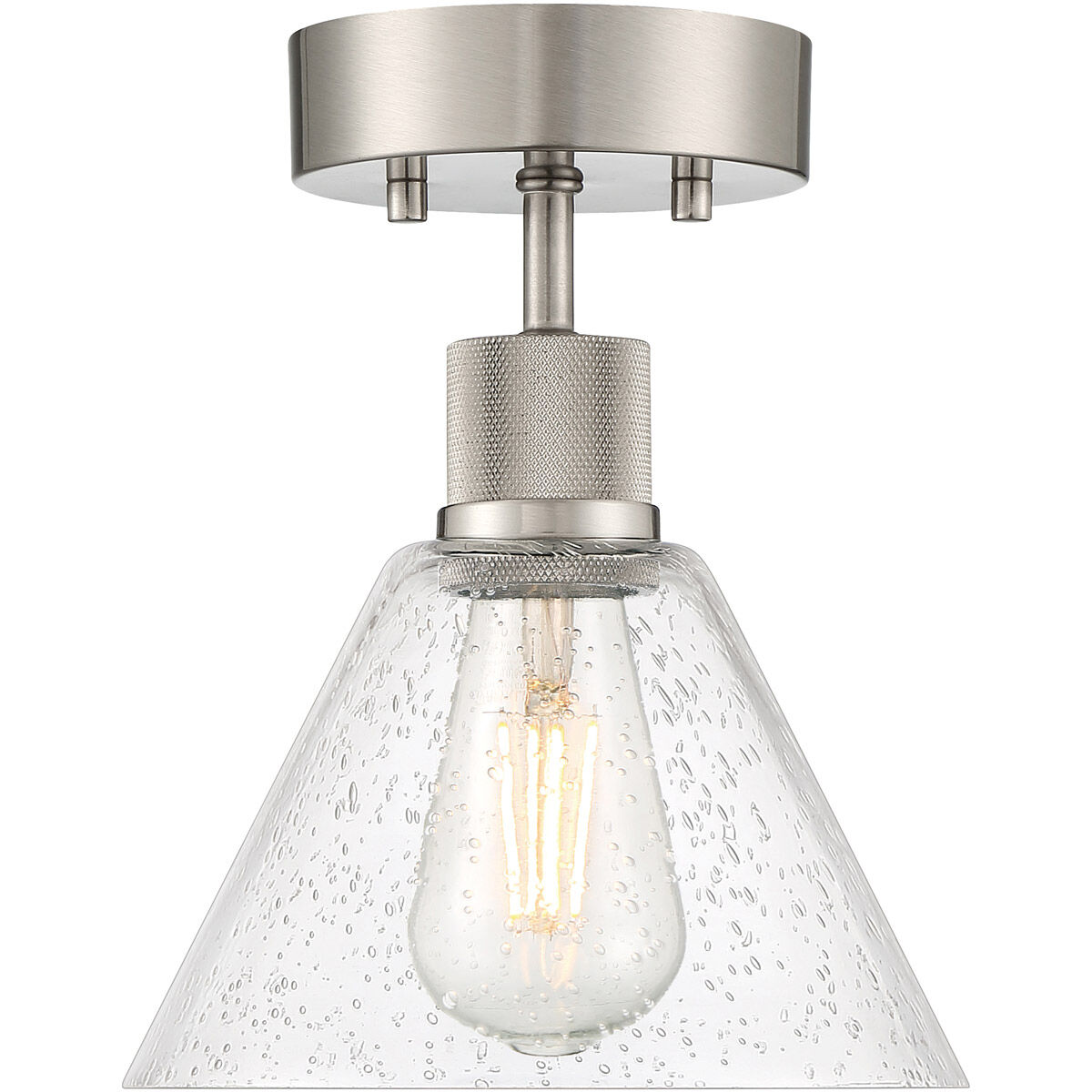 Port Nine LED 8 inch Brushed Steel Semi-Flush Ceiling Light