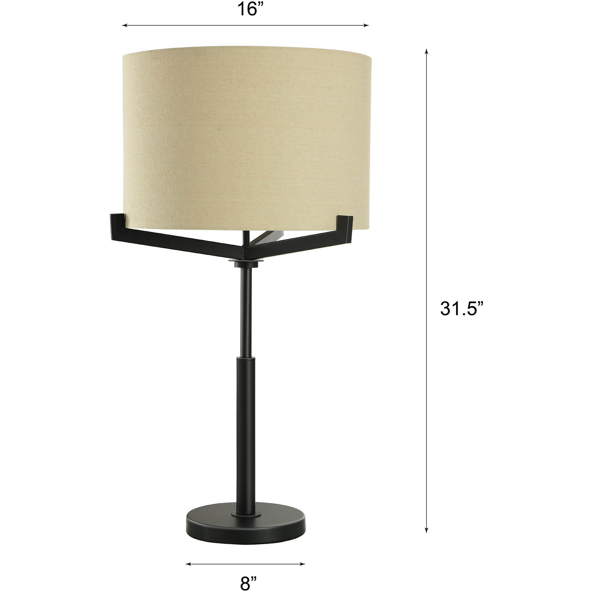Industrial 31.5 inch 150 watt Brushed Black and Beige Table Lamp