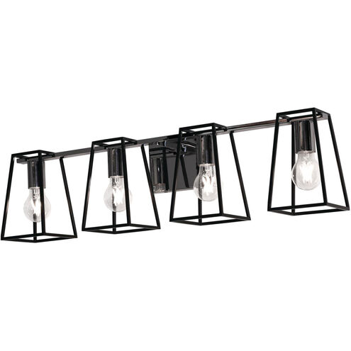 Lynn 4 Light 30 inch Black and Chrome Vanity Light Wall Light