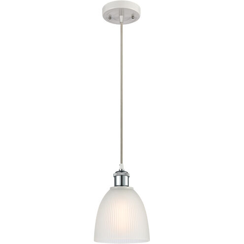 Ballston Castile LED 6 inch White and Polished Chrome Mini Pendant Ceiling Light in White Glass, Ballston