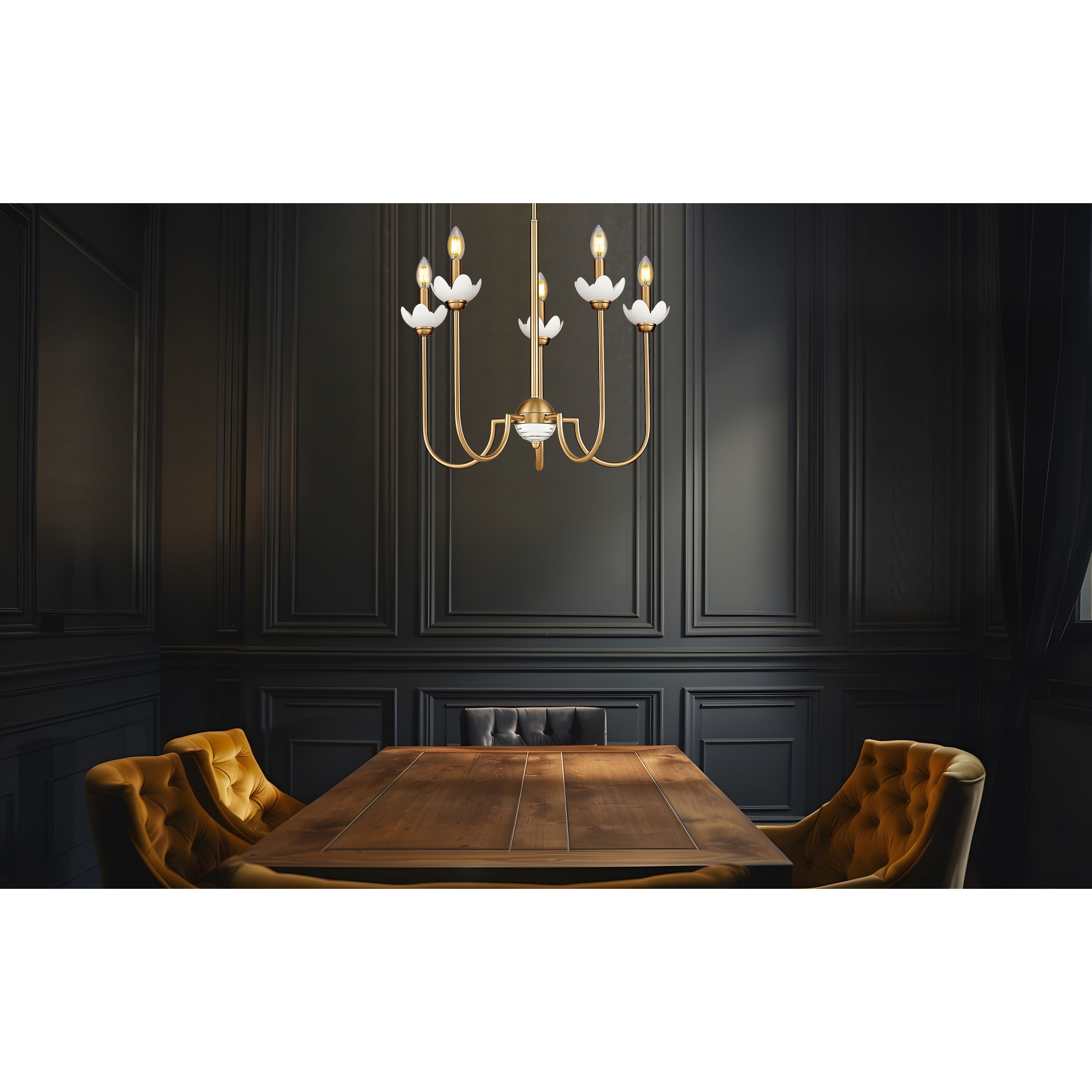 Allistair 5 Light 24 inch Modern Gold Chandelier Ceiling Light