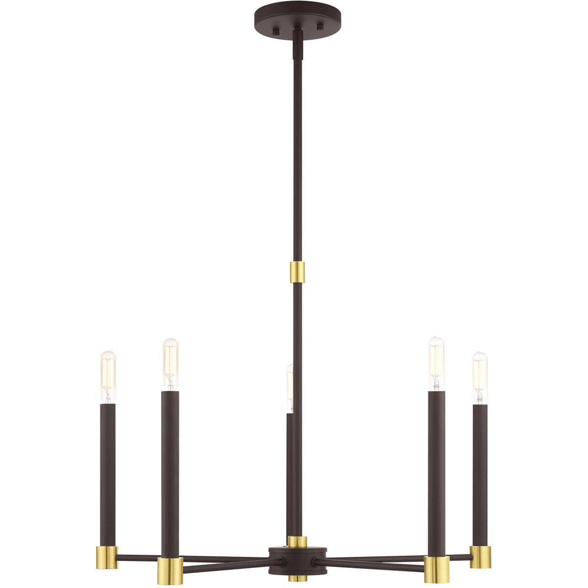 Karlstad 5 Light 24 inch Bronze with Satin Brass Accents Chandelier Ceiling Light