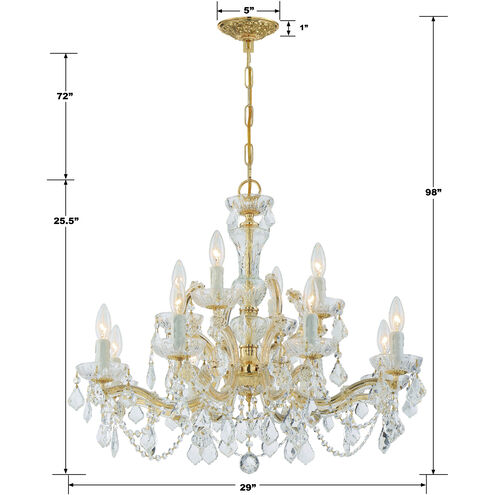 Maria Theresa 12 Light 29 inch Gold Chandelier Ceiling Light in Clear Italian