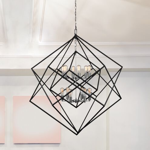 Artistry LED 47 inch Matte Black and Harvest Brass Chandelier Ceiling Light in Matte Black and Satin Brass