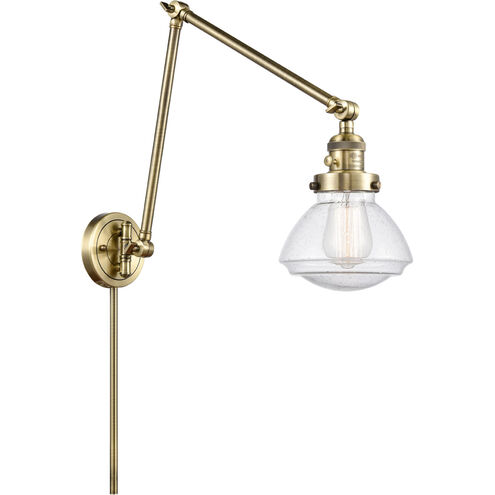 Olean 28 inch 60.00 watt Antique Brass Swing Arm Wall Light, Franklin Restoration