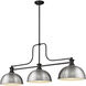 Melange 3 Light 52 inch Matte Black Billiard Ceiling Light in Brushed Nckel Metal and Glass