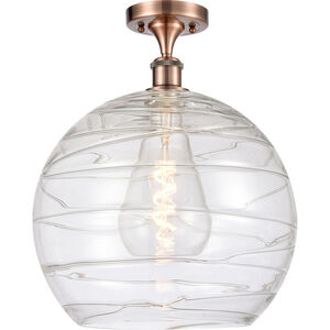Ballston Deco Swirl LED 13.75 inch Antique Copper Semi-Flush Mount Ceiling Light