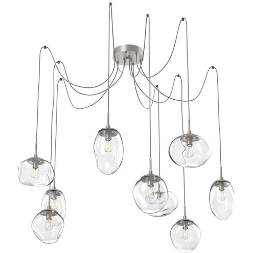 Cosmos 9 Light 17 inch Metallic Beige Silver Swag Multi-Pendant Ceiling Light in Clear
