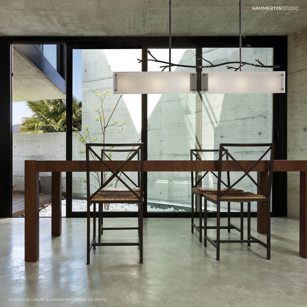 Ironwood LED 44.4 inch Gilded Brass Linear Pendant Ceiling Light in 3000K LED, Smoke Granite