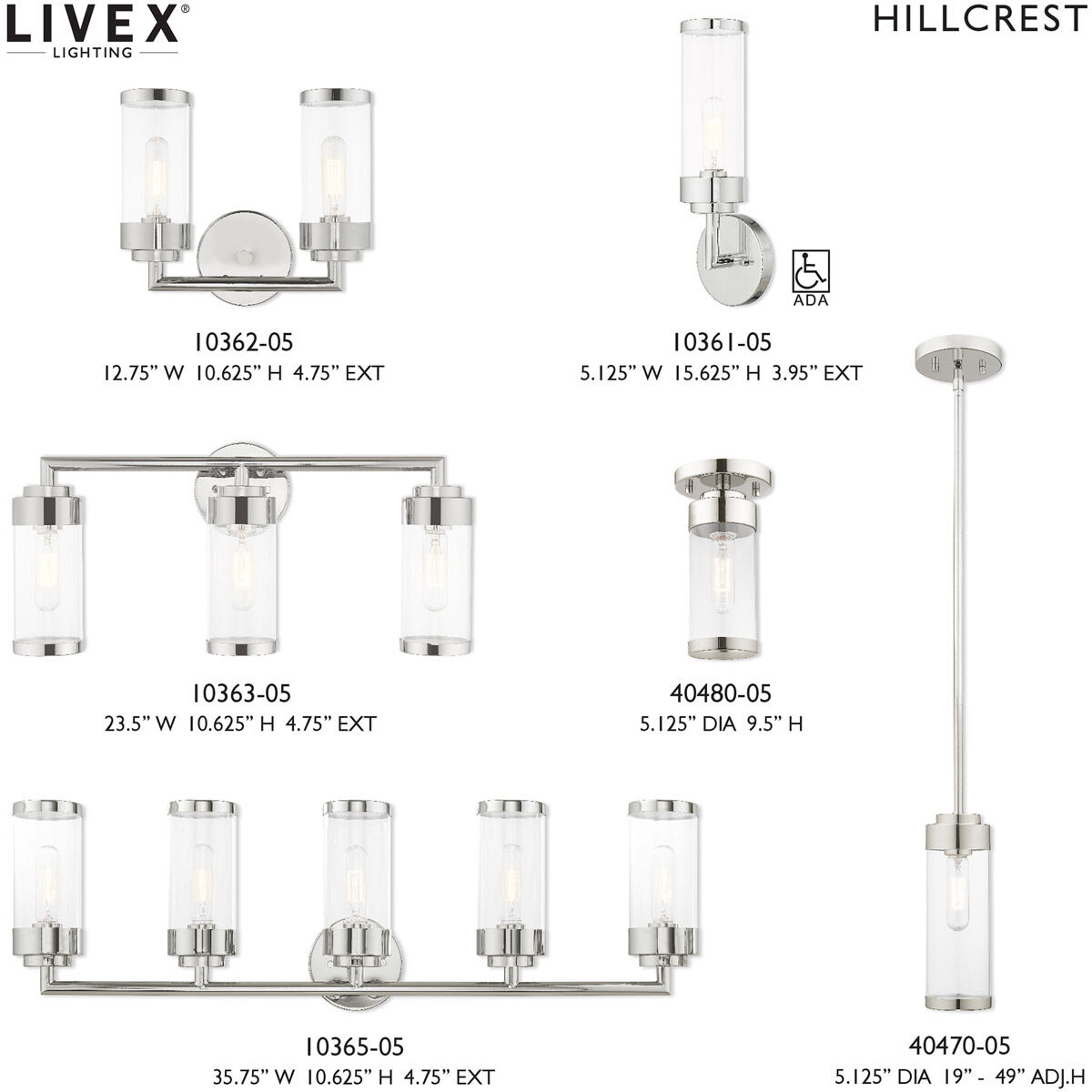 Hillcrest 1 Light 5 inch Polished Chrome Semi-Flush Mount Ceiling Light